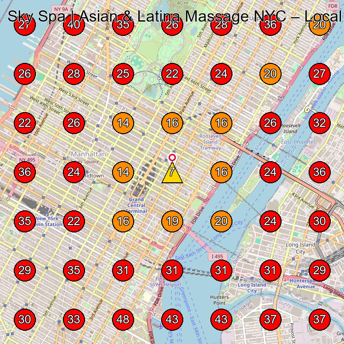 Sky Spa | Asian & Latina Massage NYC GeoGrid visibility map for Massage Spa in Long Island City